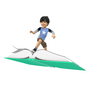 James Surfing On Large Book PowerPoint clipart graphic preview.