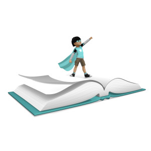 Super Hero James Large Book PowerPoint clipart graphic preview.