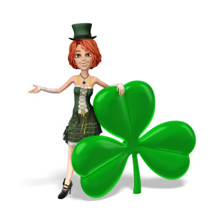 St Patricks Day Woman Presenting To Side PowerPoint clipart graphic preview.