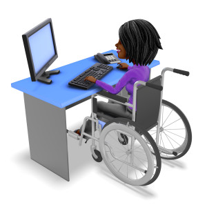 Jada Wheelchair Working At Desk PowerPoint clipart graphic preview.