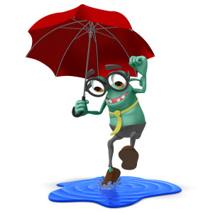Jerry With Umbrella Puddle Splash PowerPoint clipart graphic preview.