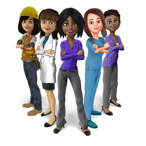 Women Workers Power Pose PowerPoint clipart graphic preview.