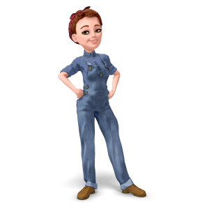 Rosie in Overalls PowerPoint clipart graphic preview.