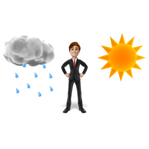 Come Rain or Shine Businessman PowerPoint clipart graphic preview.