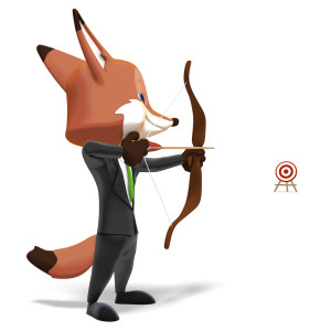 Business Fox Long Shot PowerPoint clipart graphic preview.