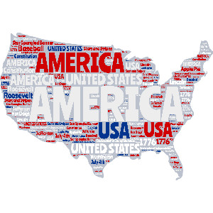 USA Word Cloud Customizable PowerPoint clipart graphic preview.
