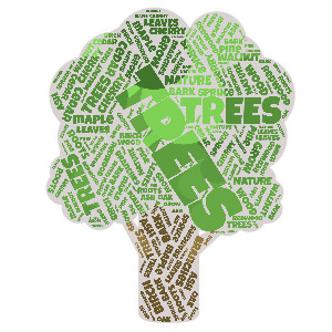 Green Tree Word Cloud Customizable PowerPoint clipart graphic preview.