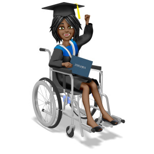 Female Graduate Wheelchair PowerPoint clipart graphic preview.