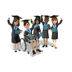 Diverse Student Graduation Celebration PowerPoint clipart graphic preview.