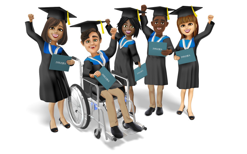 High-resolution clipart illustration of Diverse Student Graduation Celebration, designed for seasonal marketing campaigns, corporate event presentations, and holiday promotions.