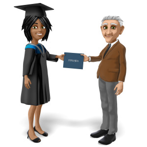 Female Student Receiving Diploma PowerPoint clipart graphic preview.