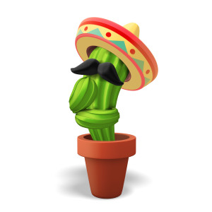 Cinco De Mayo Cactus Thinking PowerPoint clipart graphic preview.