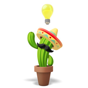 Cinco De Mayo Cactus Bright Idea PowerPoint clipart graphic preview.
