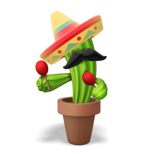 Cinco De Mayo Cactus Maraca Shaking PowerPoint clipart graphic preview.