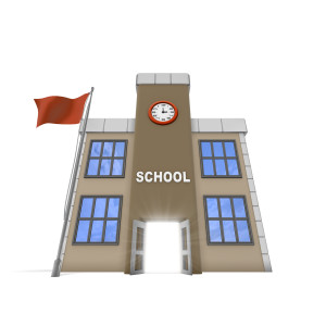 School Building Open Doors PowerPoint clipart graphic preview.