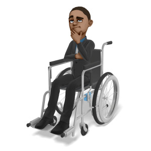 Ethan Wheelchair Thinking PowerPoint clipart graphic preview.