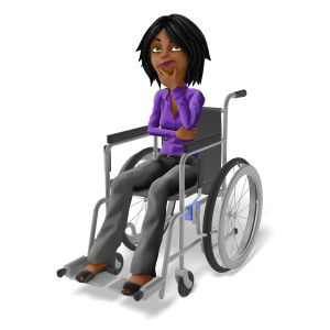 Jada Wheelchair Thinking PowerPoint clipart graphic preview.