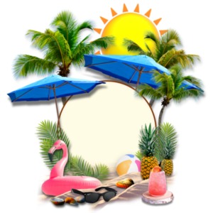 Tropical Beach Sign PowerPoint clipart graphic preview.