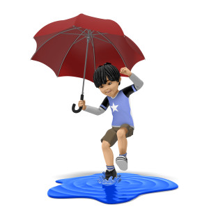 James With Umbrella Puddle Splash PowerPoint clipart graphic preview.