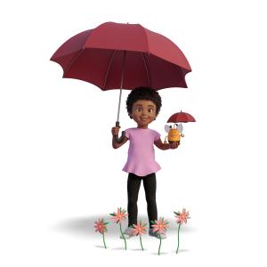 Chloe Bee Umbrella PowerPoint clipart graphic preview.