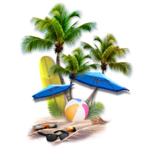Summer Beach Scene PowerPoint clipart graphic preview.