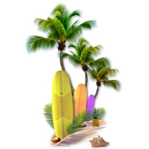 Summer Beach Surfboards PowerPoint clipart graphic preview.
