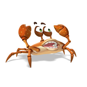 Surprised Crab PowerPoint clipart graphic preview.