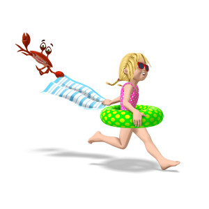 Sally Running Summer Fun PowerPoint clipart graphic preview.