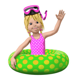Sally Snorkel Swimming PowerPoint clipart graphic preview.