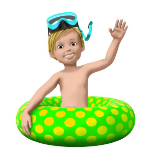 Timmy Snorkel Swimming PowerPoint clipart graphic preview.