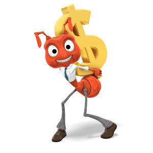 Anthony Carrying Large Dollar Symbol PowerPoint clipart graphic preview.