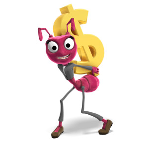 Samantha Carrying Large Dollar Symbol PowerPoint clipart graphic preview.