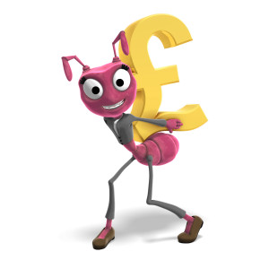 Samantha Carrying Large Pound Symbol PowerPoint clipart graphic preview.
