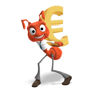 Anthony Carrying Large Euro Symbol PowerPoint clipart graphic preview.