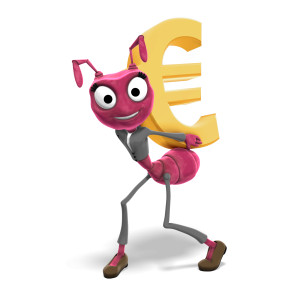 Samantha Carrying Large Euro Symbol PowerPoint clipart graphic preview.