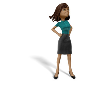 A woman standing in a strong and mighty pose PowerPoint clipart graphic preview.