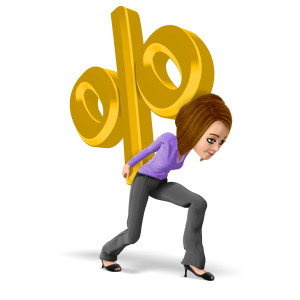 Business Woman Carry Percent PowerPoint clipart graphic preview.