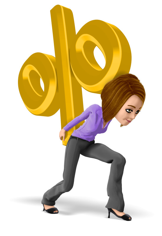 High-resolution clipart illustration of Business Woman Carry Percent, designed for corporate operations tracking, strategic business execution, and professional reporting.