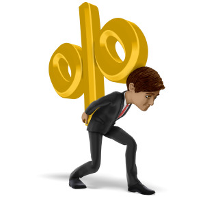 Business Man Carry Percent PowerPoint clipart graphic preview.