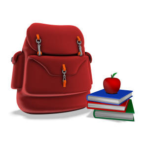 Backpack and Stack of Books PowerPoint clipart graphic preview.