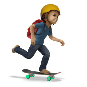 Timmy Skateboarding To School PowerPoint clipart graphic preview.