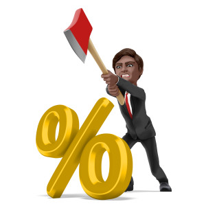 Business Man Axe Percent PowerPoint clipart graphic preview.