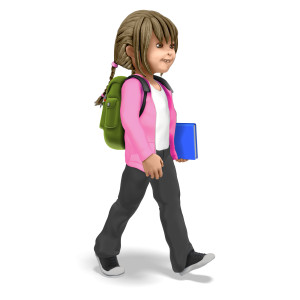 Sally Walking To School PowerPoint clipart graphic preview.