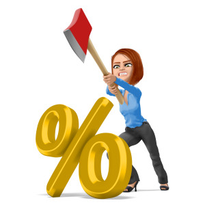 Business Woman Axe Percent PowerPoint clipart graphic preview.