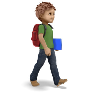 Timmy Walking To School PowerPoint clipart graphic preview.