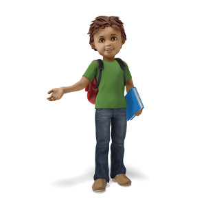 Student Timmy Presenting To Side PowerPoint clipart graphic preview.