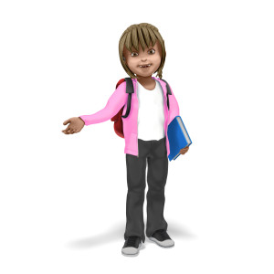 Student Sally Presenting To Side PowerPoint clipart graphic preview.
