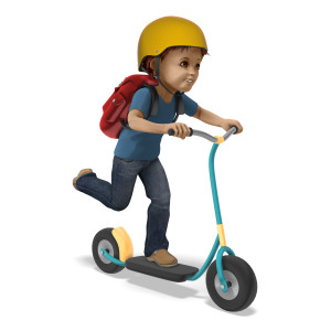 Timmy Riding Scooter To School PowerPoint clipart graphic preview.