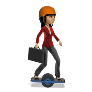 Kim Rides One Wheeled Device To Work PowerPoint clipart graphic preview.