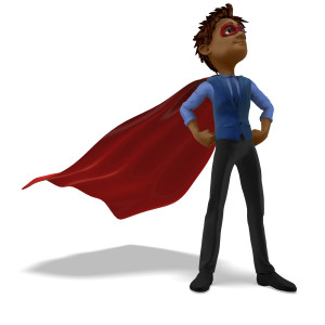 Man in Superhero Pose Wearing a Cape and Mask PowerPoint clipart graphic preview.